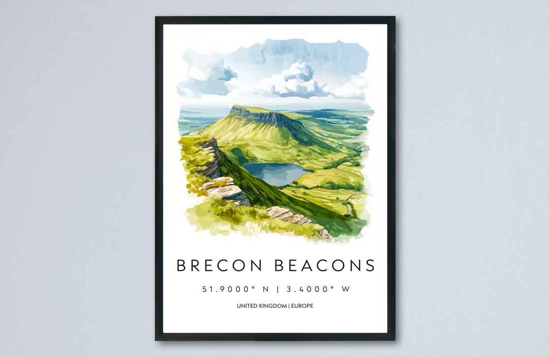 Brecon Beacons Watercolor Poster Wall Art Brecon Beacons Wall Decor Home Décor Brecon Beacons Gift UK Art Lover Gift, Travel Souvenir Print