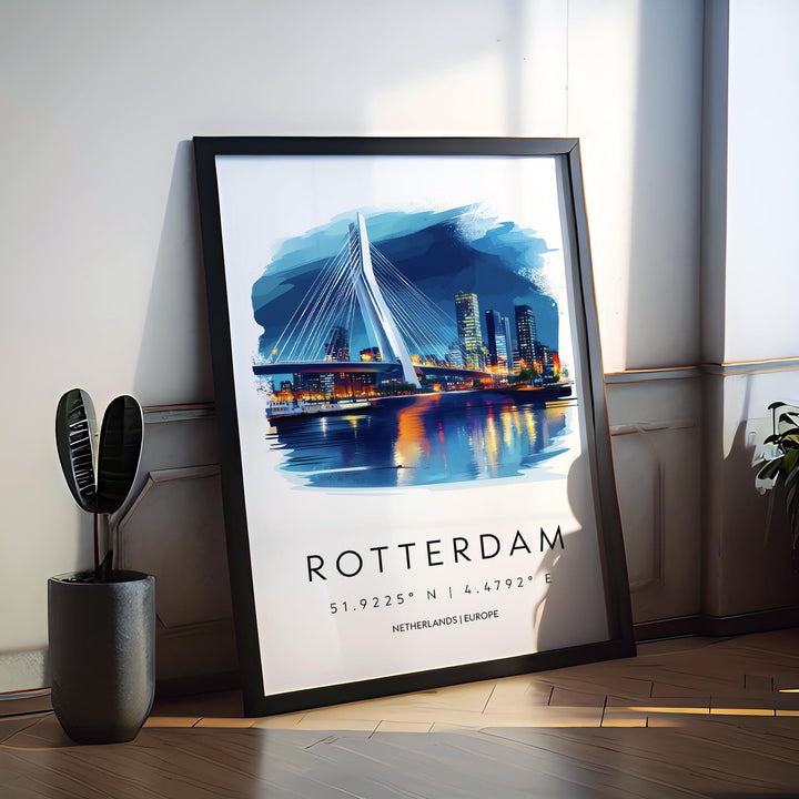Rotterdam Watercolor Poster Wall Art Rotterdam Wall Decor Home Décor Rotterdam Gift Netherlands Art Lover Gift, Travel Souvenir Print
