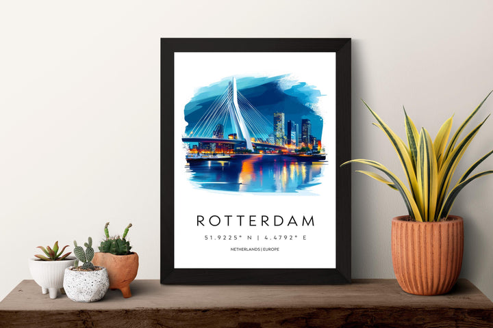 Rotterdam Watercolor Poster Wall Art Rotterdam Wall Decor Home Décor Rotterdam Gift Netherlands Art Lover Gift, Travel Souvenir Print