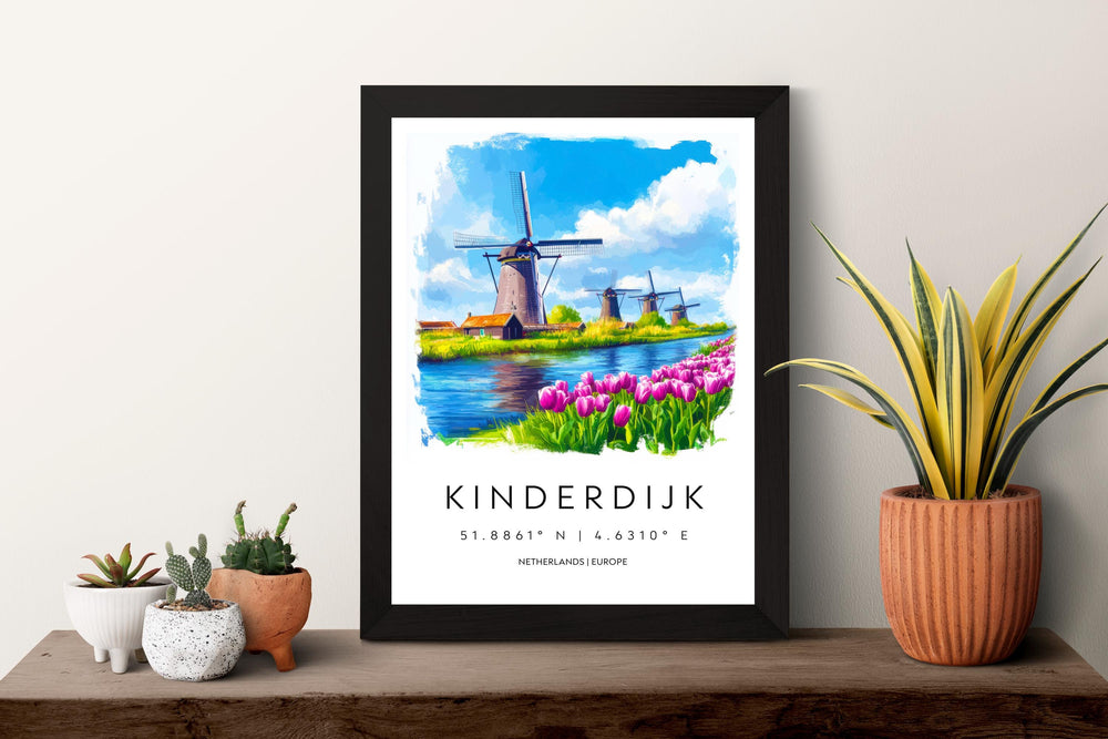 Kinderdijk Watercolor Poster Wall Art Kinderdijk Wall Decor Home Décor Kinderdijk Gift Netherlands Art Lover Gift, Travel Souvenir Print