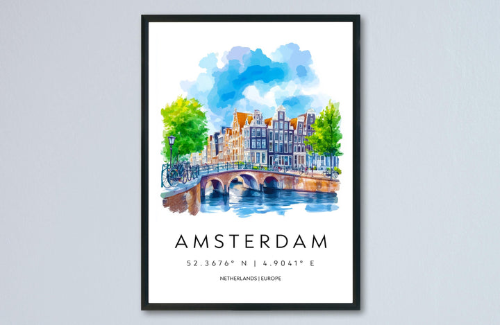 Amsterdam Watercolor Poster Wall Art Amsterdam Wall Decor Home Décor Amsterdam Gift Netherlands Art Lover Gift, Travel Souvenir Print