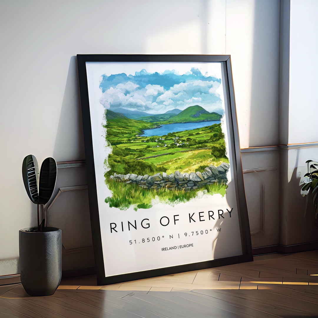 Ring of Kerry Watercolor Poster Wall Art Ring of Kerry Decor Home Décor Ring of Kerry Gift Ireland Art Lover Gift, Travel Souvenir Print