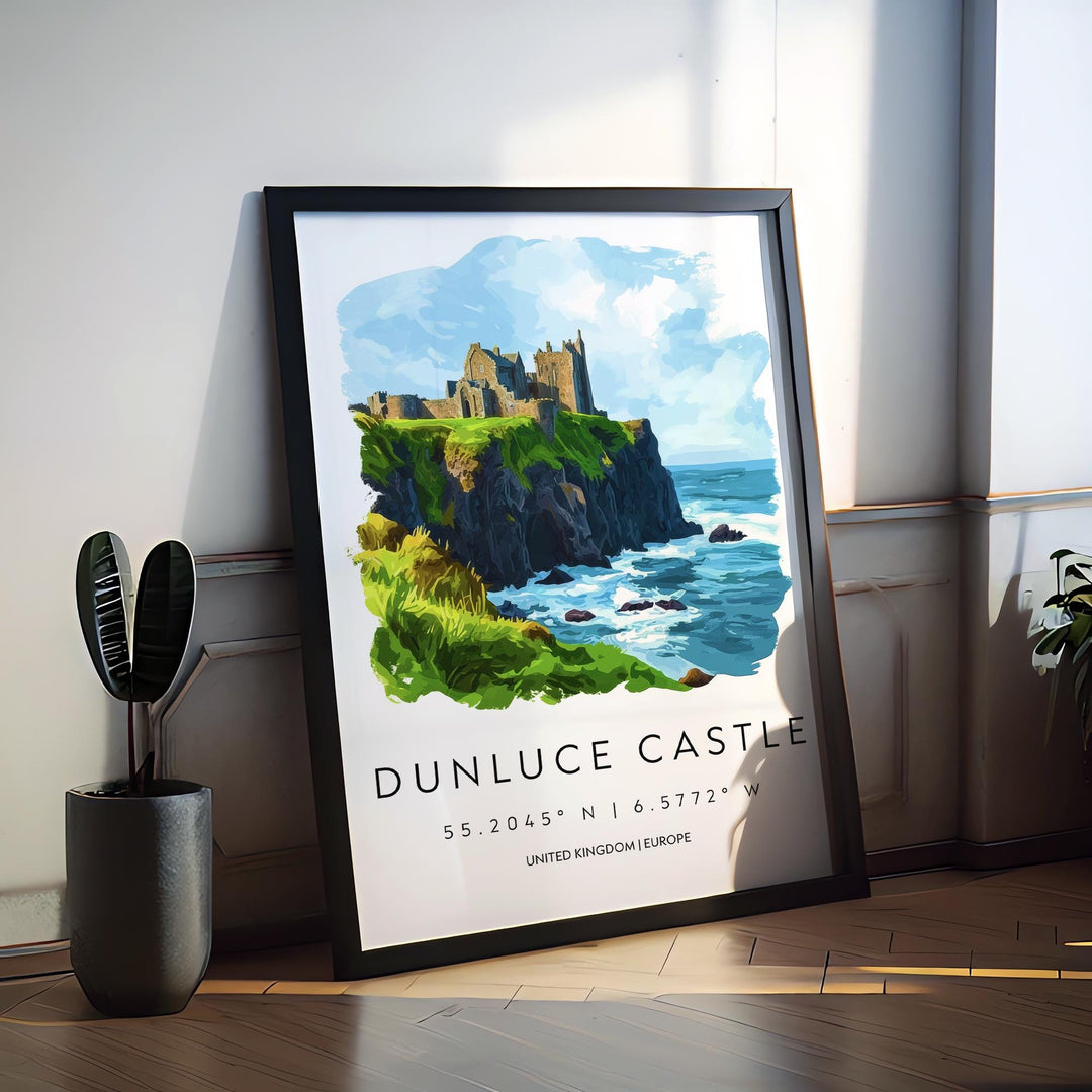 Dunluce Castle Watercolor Poster Wall Art Dunluce Castle Decor Home Décor Dunluce Castle Gift UK Art Lover Gift, Travel Souvenir Print