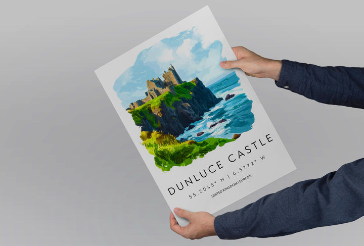 Dunluce Castle Watercolor Poster Wall Art Dunluce Castle Decor Home Décor Dunluce Castle Gift UK Art Lover Gift, Travel Souvenir Print