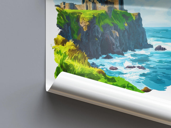 Dunluce Castle Watercolor Poster Wall Art Dunluce Castle Decor Home Décor Dunluce Castle Gift UK Art Lover Gift, Travel Souvenir Print
