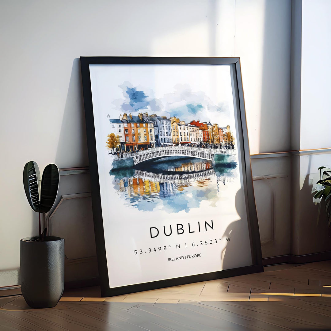 Dublin Watercolor Poster Wall Art Dublin Wall Decor Home Décor Dublin Gift Ireland Art Lover Gift, Travel Souvenir Print