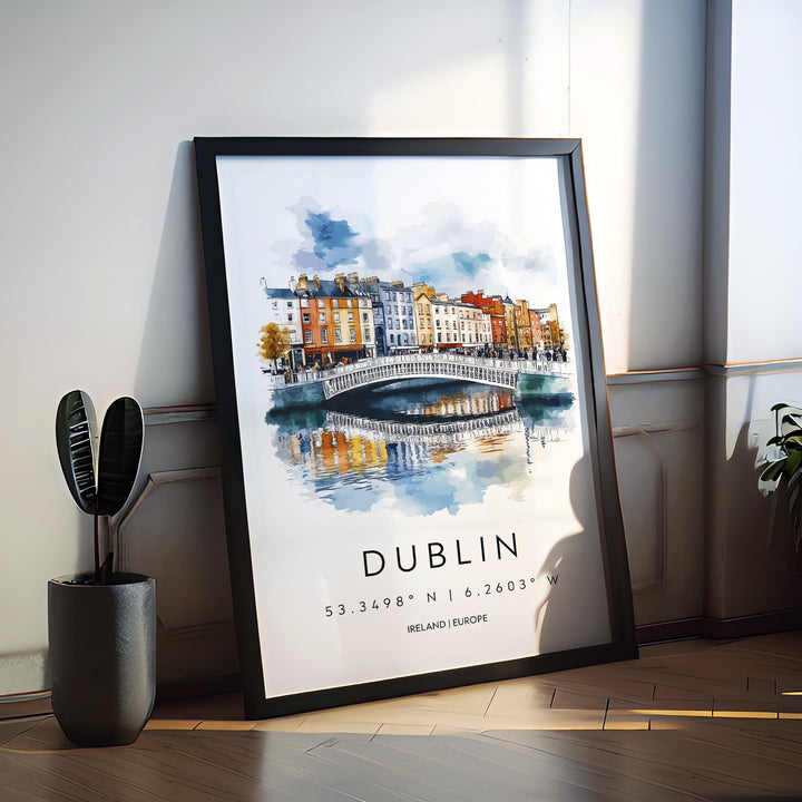 Dublin Watercolor Poster Wall Art Dublin Wall Decor Home Décor Dublin Gift Ireland Art Lover Gift, Travel Souvenir Print