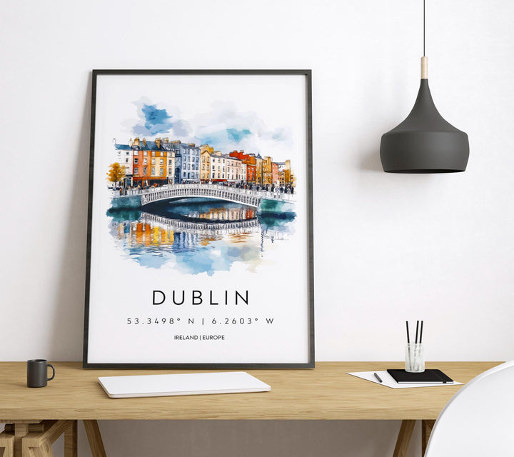 Dublin Watercolor Poster Wall Art Dublin Wall Decor Home Décor Dublin Gift Ireland Art Lover Gift, Travel Souvenir Print