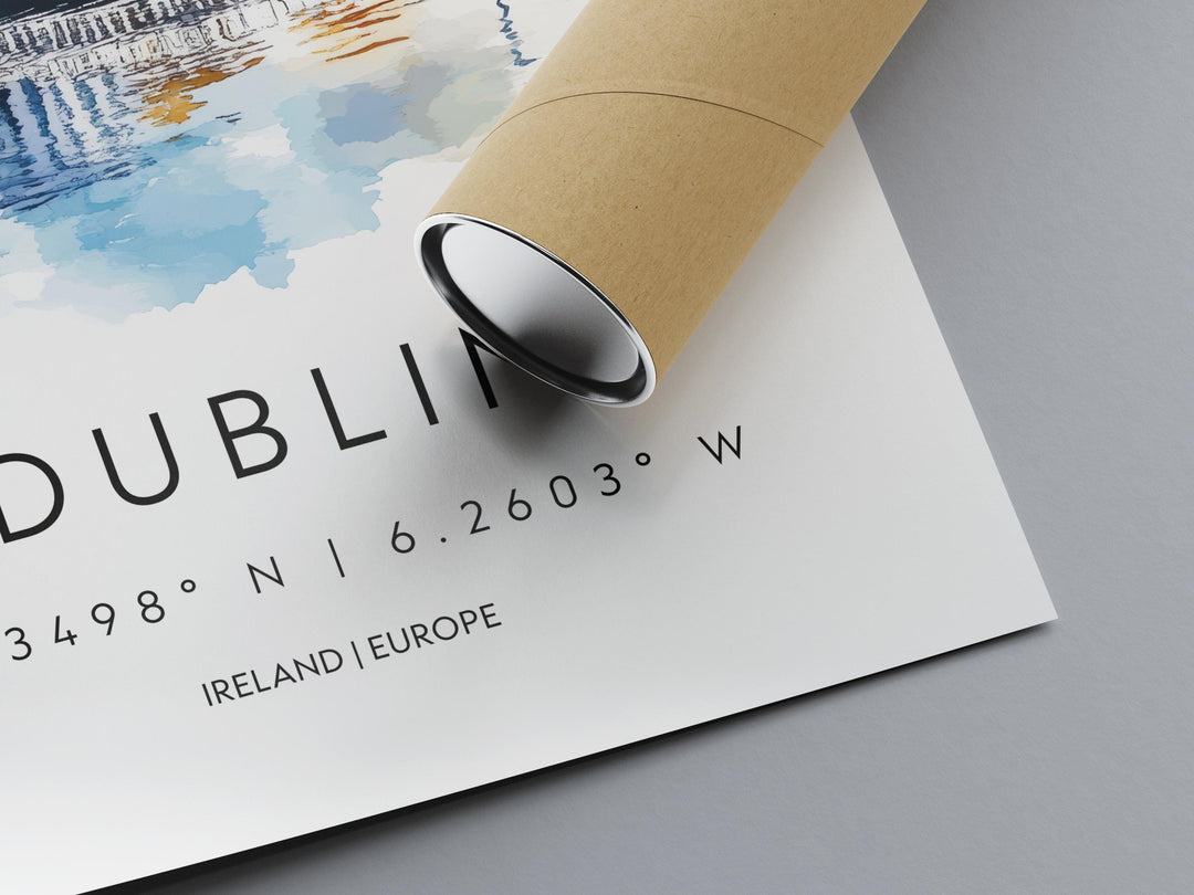 Dublin Watercolor Poster Wall Art Dublin Wall Decor Home Décor Dublin Gift Ireland Art Lover Gift, Travel Souvenir Print