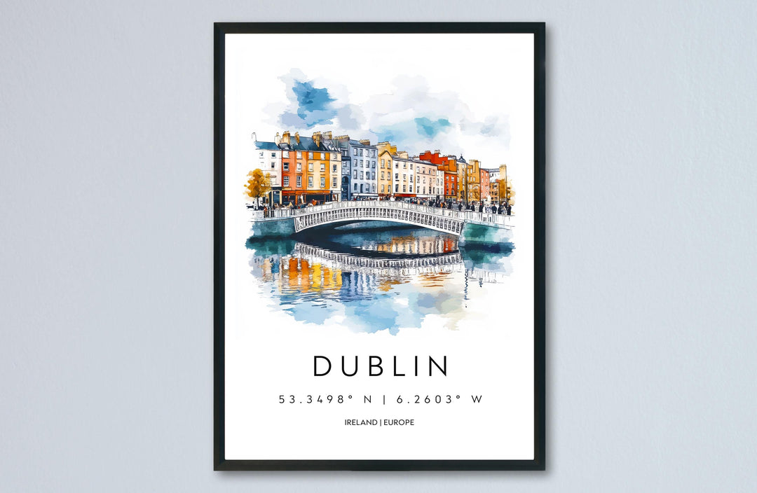 Dublin Watercolor Poster Wall Art Dublin Wall Decor Home Décor Dublin Gift Ireland Art Lover Gift, Travel Souvenir Print