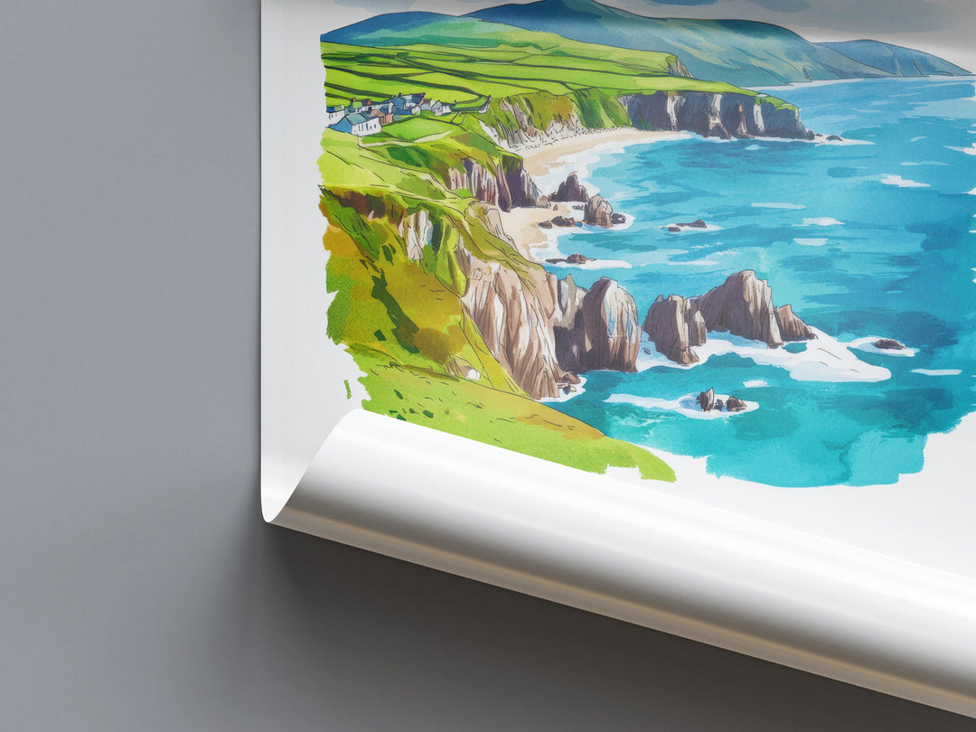 Dingle Peninsula Watercolor Poster Wall Art Dingle Decor Home Décor Dingle Gift Ireland Art Lover Gift, Travel Souvenir Print