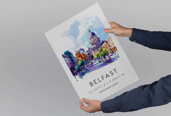 Belfast Watercolor Poster Wall Art Belfast Wall Decor Home Décor Belfast Gift UK Art Lover Gift, Travel Souvenir Print