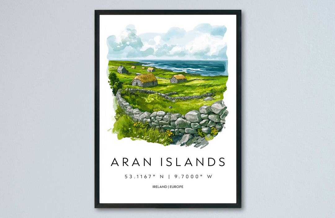 Aran Islands Watercolor Poster Wall Art Aran Islands Wall Decor Home Décor Aran Islands Gift Ireland Art Lover Gift, Travel Souvenir Print