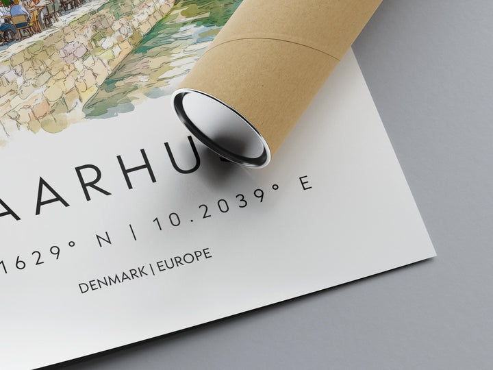 Aarhus Watercolor Poster Wall Art Aarhus Wall Decor Home Décor Aarhus Gift Denmark Art Lover Gift, Travel Souvenir Print