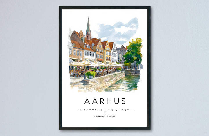 Aarhus Watercolor Poster Wall Art Aarhus Wall Decor Home Décor Aarhus Gift Denmark Art Lover Gift, Travel Souvenir Print