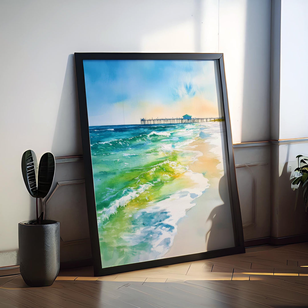 Pensacola Beach Watercolor Poster Wall Art Pensacola Beach Wall Hanging Home Décor Pensacola Beach Gift Art Lovers United States Wall Art