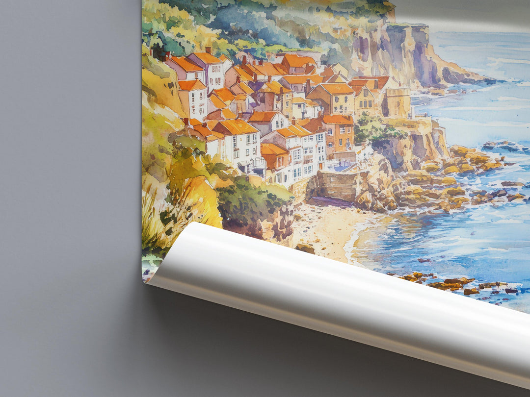 Robin Hood's Bay Watercolor Poster Wall Art Robin Hood's Bay Wall Hanging Home Décor Robin Hood's Bay Gift Art Lovers United Kingdom Art