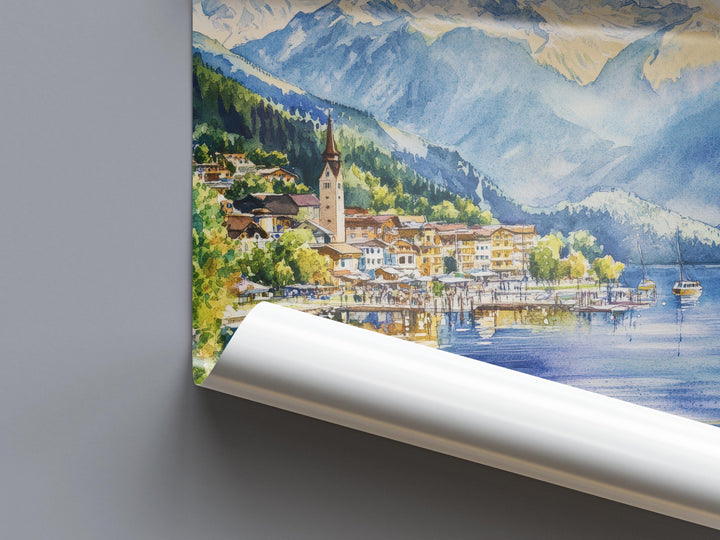 Zell am See Watercolor Poster Wall Art Zell am See Wall Hanging Home Décor Zell am See Gift Art Lovers Austria Wall Art