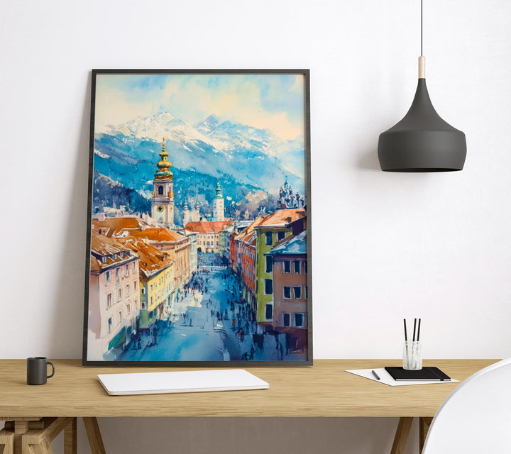 Innsbruck Watercolor Poster Wall Art Innsbruck Wall Hanging Home Décor Innsbruck Gift Art Lovers Austria Wall Art