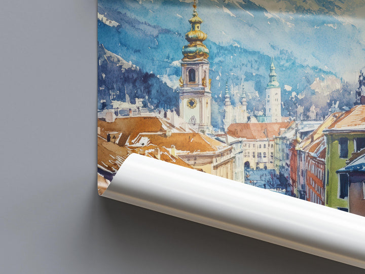 Innsbruck Watercolor Poster Wall Art Innsbruck Wall Hanging Home Décor Innsbruck Gift Art Lovers Austria Wall Art