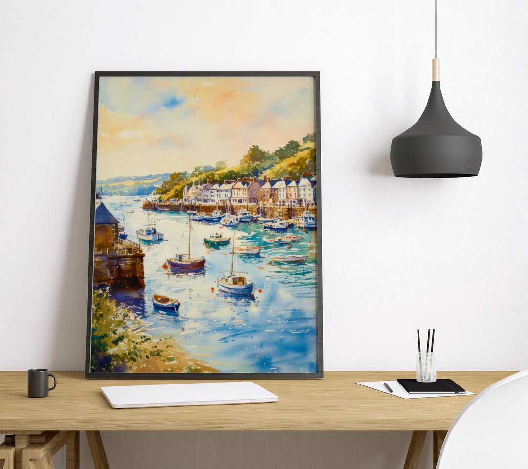 Fowey Watercolor Poster Wall Art Fowey Wall Hanging Home Décor Fowey Gift Art Lovers United Kingdom Wall Art