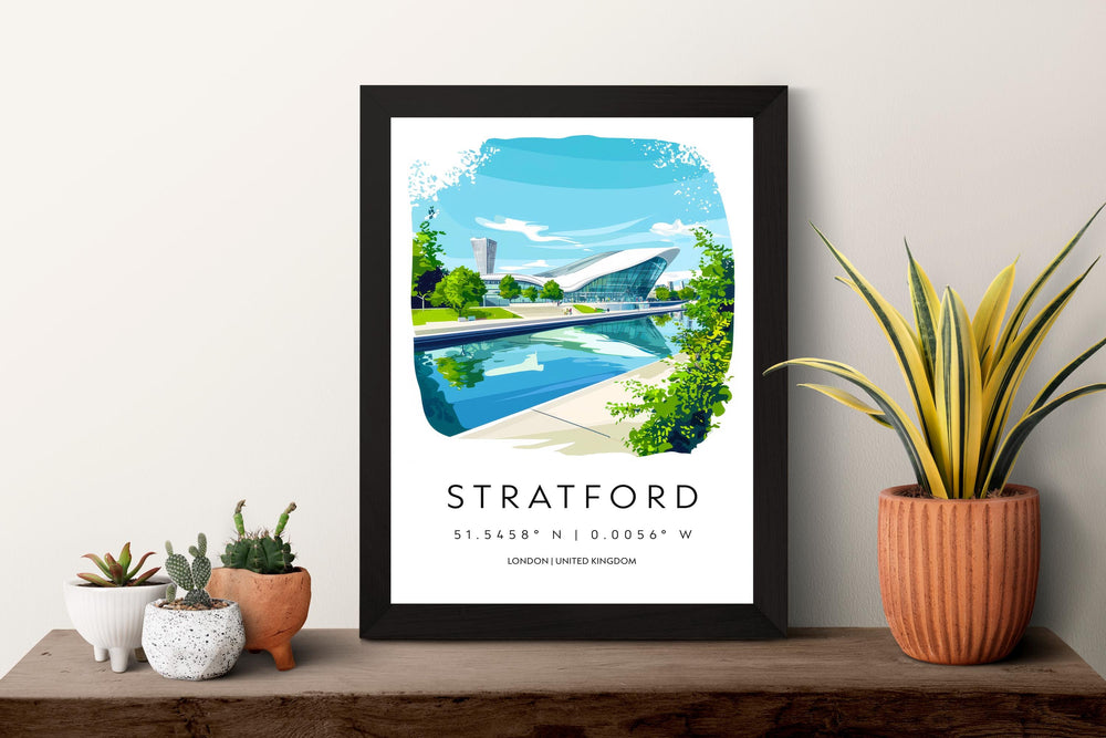 Stratford Watercolor Poster Stratford England Travel Print Wall Art Stratford Home Decor Stratford Gift Art Lovers UK Shakespeare