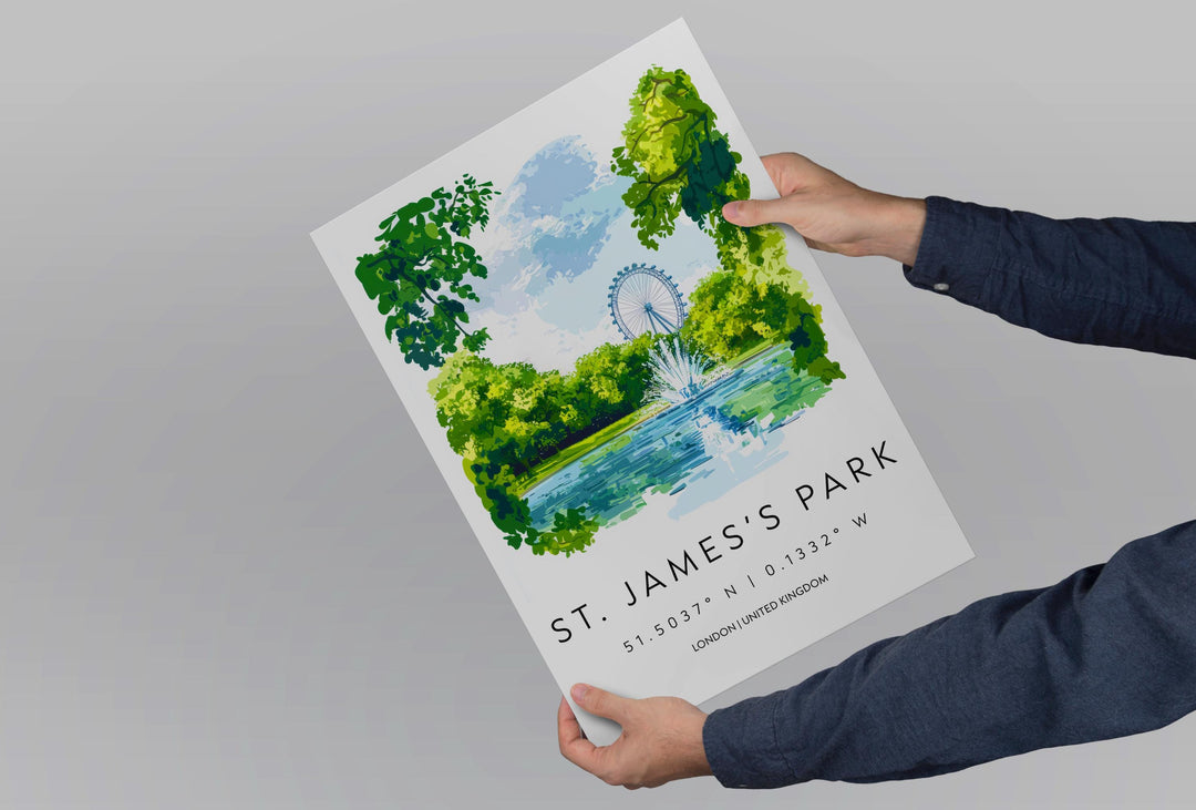 St James Park Watercolor Poster St James Park London Travel Print Wall Art St James Park Home Decor St James Park Gift Art Lovers UK Park
