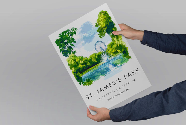 St James Park Watercolor Poster St James Park London Travel Print Wall Art St James Park Home Decor St James Park Gift Art Lovers UK Park