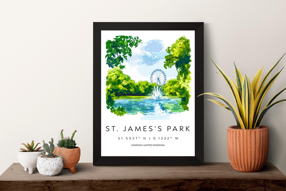 St James Park Watercolor Poster St James Park London Travel Print Wall Art St James Park Home Decor St James Park Gift Art Lovers UK Park