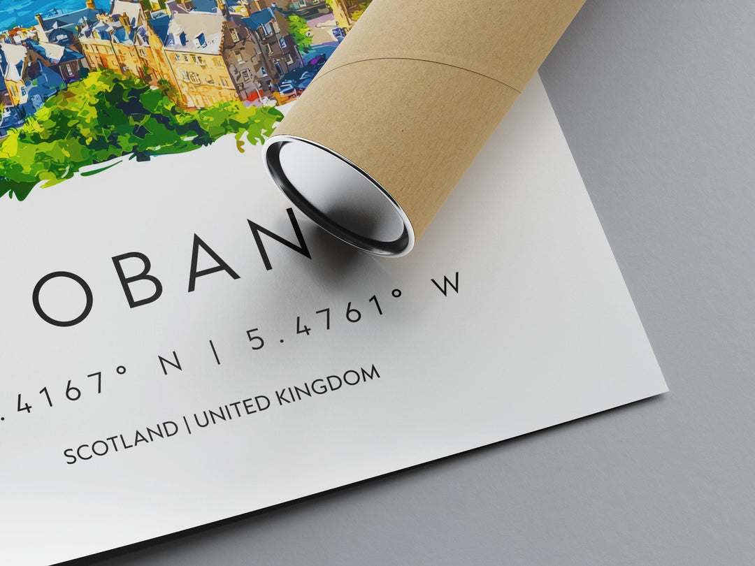 Oban Watercolor Poster Oban Scotland Travel Print Wall Art Oban Home Decor Oban Gift Art Lovers Scottish Coast