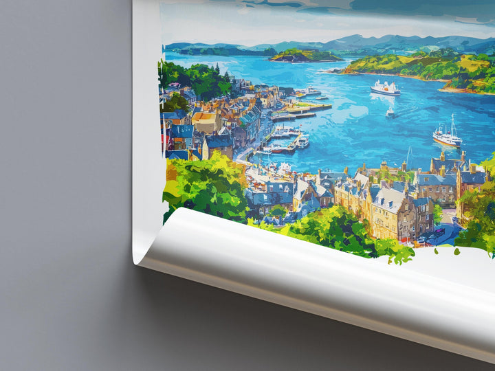 Oban Watercolor Poster Oban Scotland Travel Print Wall Art Oban Home Decor Oban Gift Art Lovers Scottish Coast