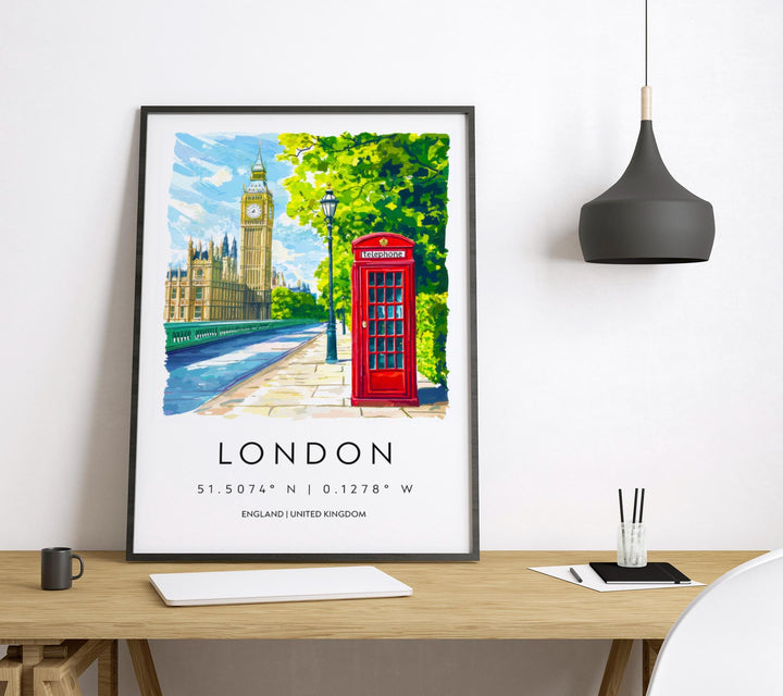 London Watercolor Poster London England Travel Print Wall Art London Home Decor London Gift Art Lovers UK Cityscape