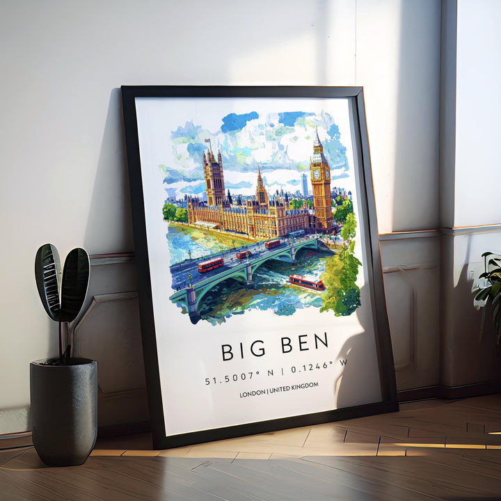 Big Ben Watercolor Poster Big Ben London Travel Print Wall Art Big Ben Home Decor Big Ben Gift Art Lovers UK Landmark