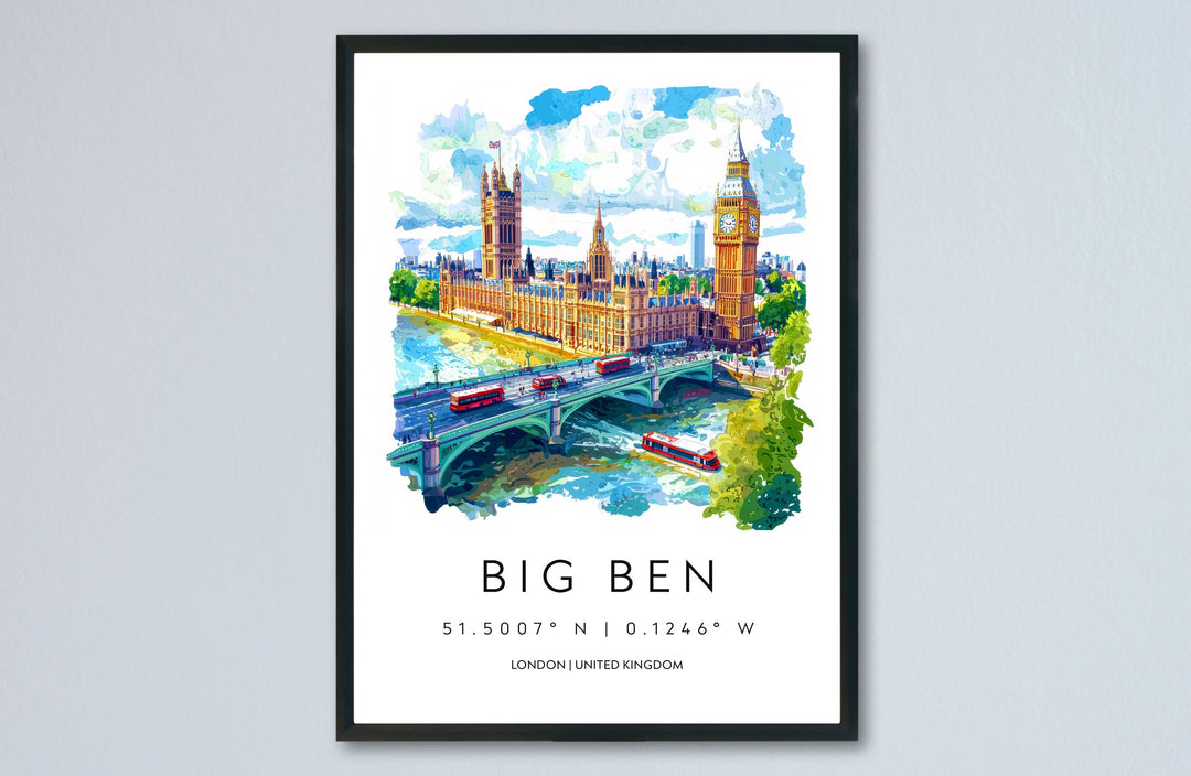 Big Ben Watercolor Poster Big Ben London Travel Print Wall Art Big Ben Home Decor Big Ben Gift Art Lovers UK Landmark