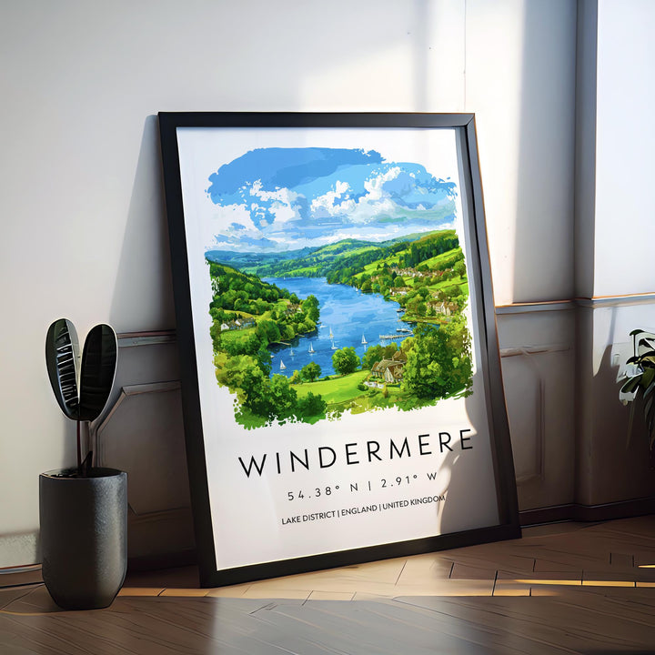 Windermere Watercolor Poster Windermere Lake District Travel Print Wall Art Windermere Home Decor Windermere Gift Art Lovers UK Lake