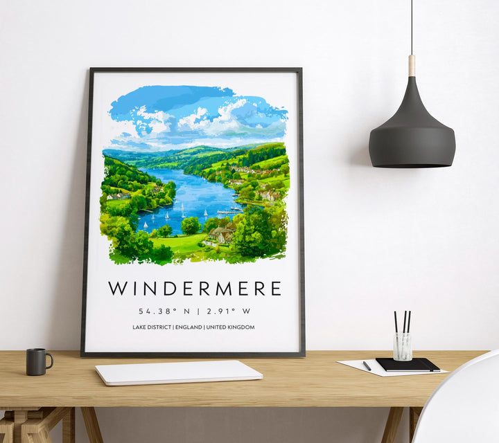 Windermere Watercolor Poster Windermere Lake District Travel Print Wall Art Windermere Home Decor Windermere Gift Art Lovers UK Lake