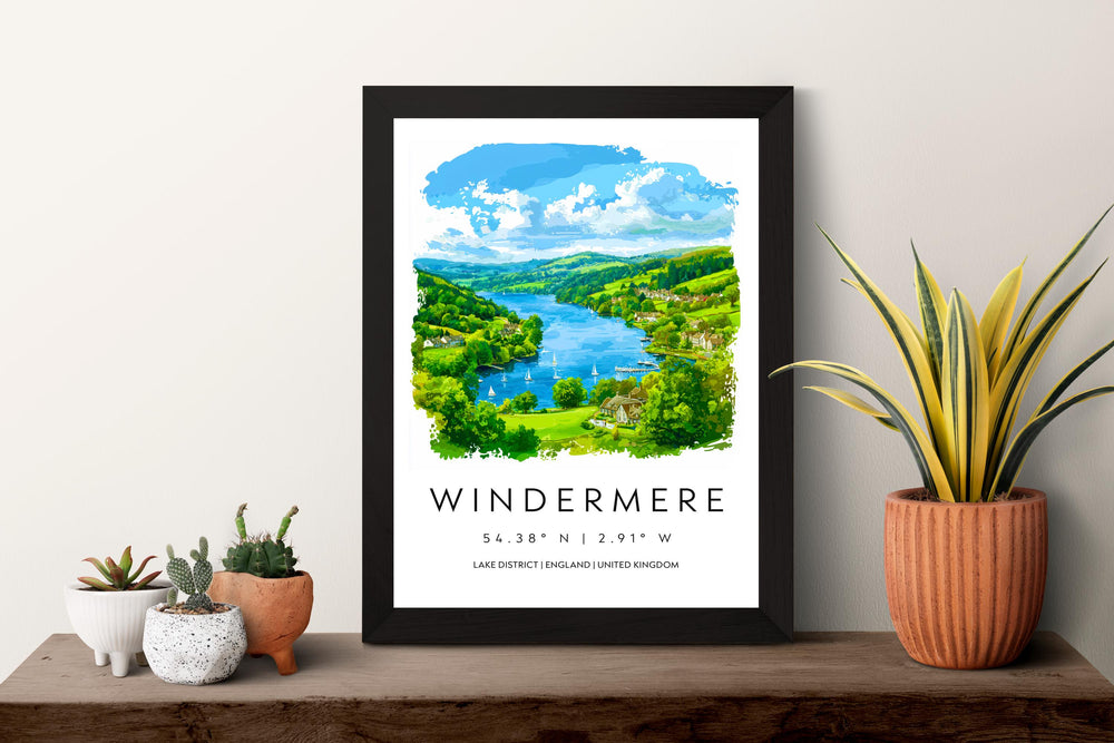 Windermere Watercolor Poster Windermere Lake District Travel Print Wall Art Windermere Home Decor Windermere Gift Art Lovers UK Lake