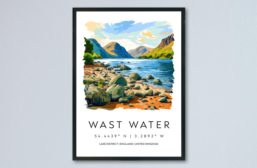 Wast Water Watercolor Poster Wast Water Lake District Travel Print Wall Art Wast Water Home Decor Wast Water Gift Art Lovers UK Lake