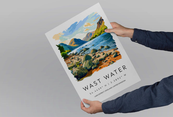 Wast Water Watercolor Poster Wast Water Lake District Travel Print Wall Art Wast Water Home Decor Wast Water Gift Art Lovers UK Lake