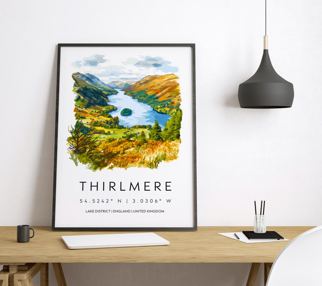 Thirlmere Watercolor Poster Thirlmere Lake District Travel Print Wall Art Thirlmere Home Decor Thirlmere Gift Art Lovers UK Lake