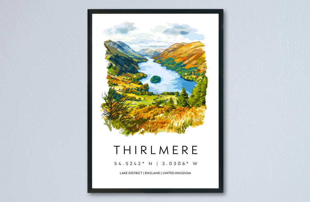 Thirlmere Watercolor Poster Thirlmere Lake District Travel Print Wall Art Thirlmere Home Decor Thirlmere Gift Art Lovers UK Lake