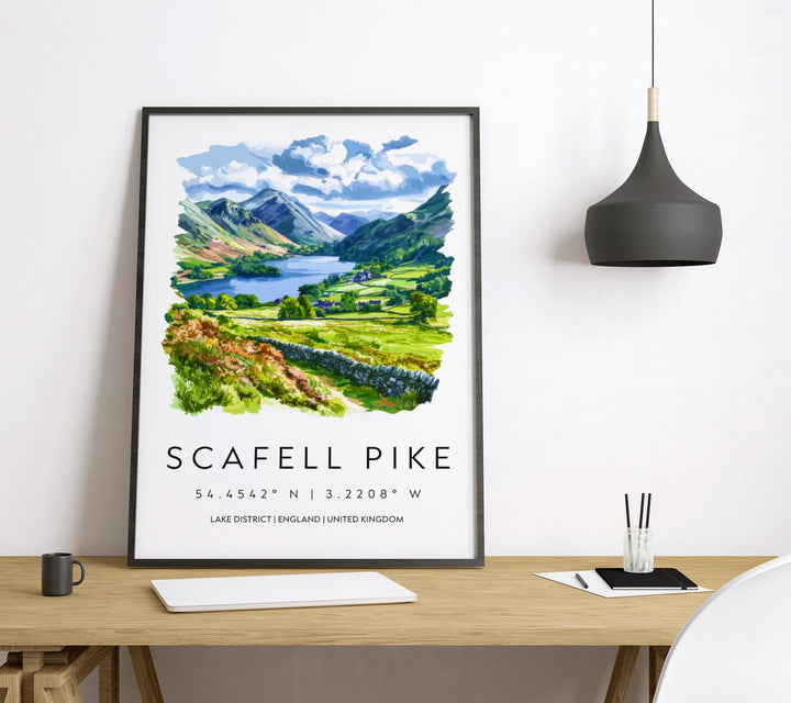 Scafell Pike Watercolor Poster Scafell Pike Lake District Travel Print Wall Art Scafell Pike Home Decor Scafell Pike Gift UK Mountain