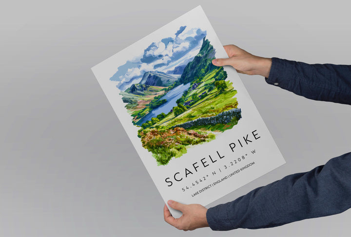 Scafell Pike Watercolor Poster Scafell Pike Lake District Travel Print Wall Art Scafell Pike Home Decor Scafell Pike Gift UK Mountain