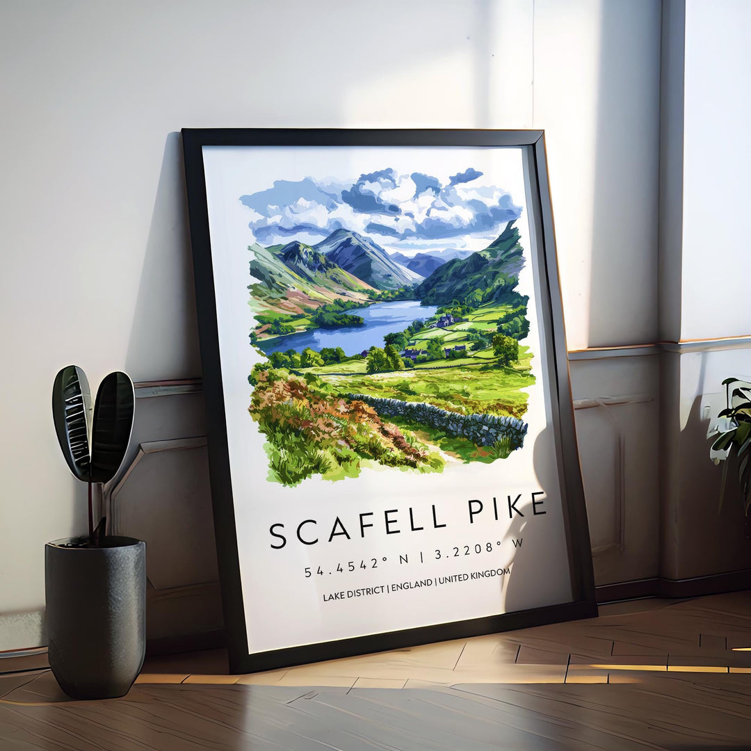 Scafell Pike Watercolor Poster Scafell Pike Lake District Travel Print Wall Art Scafell Pike Home Decor Scafell Pike Gift UK Mountain