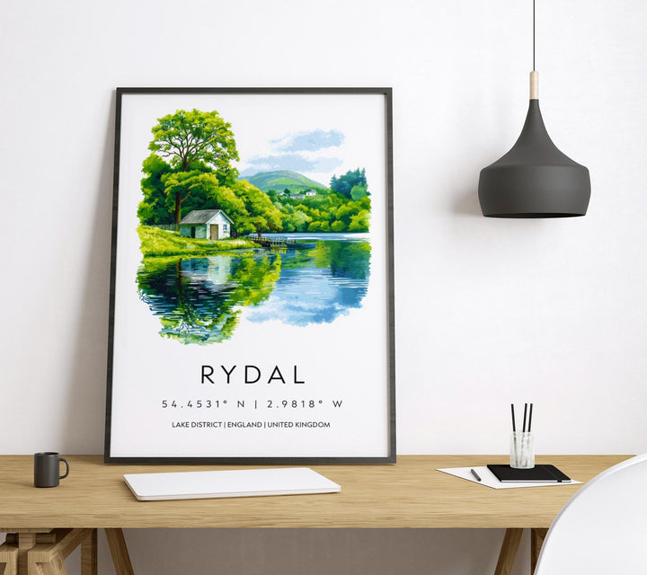 Rydal Watercolor Poster Rydal Lake District Travel Print Wall Art Rydal Home Decor Rydal Gift Art Lovers UK Lake Poet