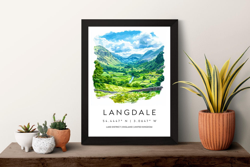 Langdale Watercolor Poster Langdale Lake District Travel Print Wall Art Langdale Home Decor Langdale Gift Art Lovers UK Valley