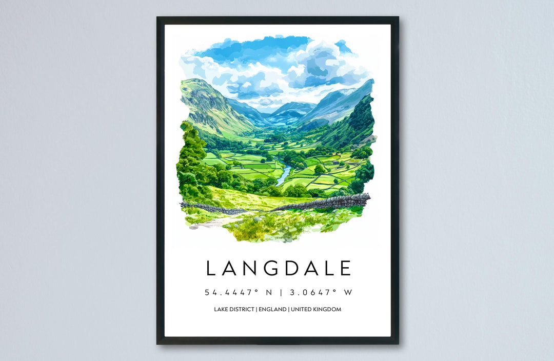 Langdale Watercolor Poster Langdale Lake District Travel Print Wall Art Langdale Home Decor Langdale Gift Art Lovers UK Valley