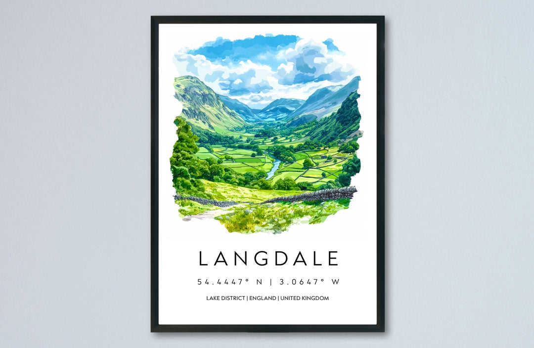 Langdale Watercolor Poster Langdale Lake District Travel Print Wall Art Langdale Home Decor Langdale Gift Art Lovers UK Valley