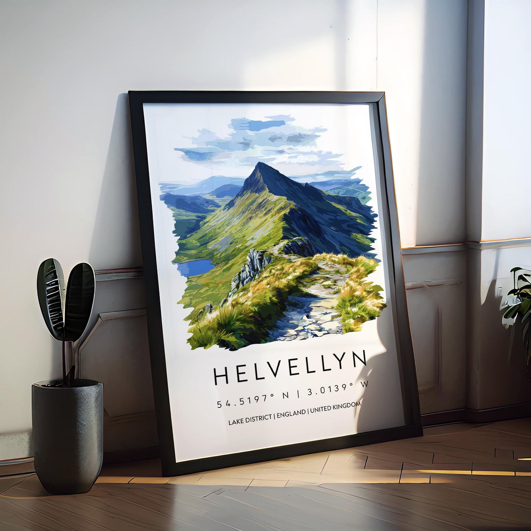 Helvellyn Watercolor Poster Helvellyn Lake District Travel Print Wall Art Helvellyn Home Decor Helvellyn Gift Art Lovers UK Mountain