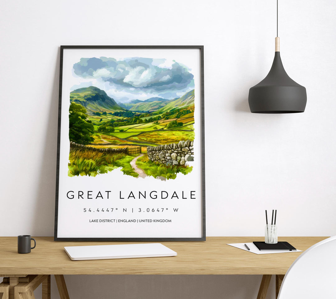 Great Langdale Watercolor Poster Great Langdale Lake District Travel Print Wall Art Great Langdale Home Decor Great Langdale Gift UK Valley
